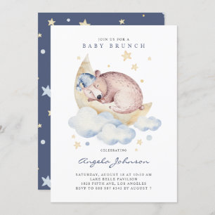 Invitation Aquarelle couchage bébé ours bébé Brunch bébé
