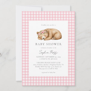 Invitation Aquarelle couchée Baby shower Ours de bois