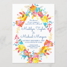 Aquarelle couleur vive Mariage floral