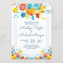 Aquarelle couleur vive Mariage floral