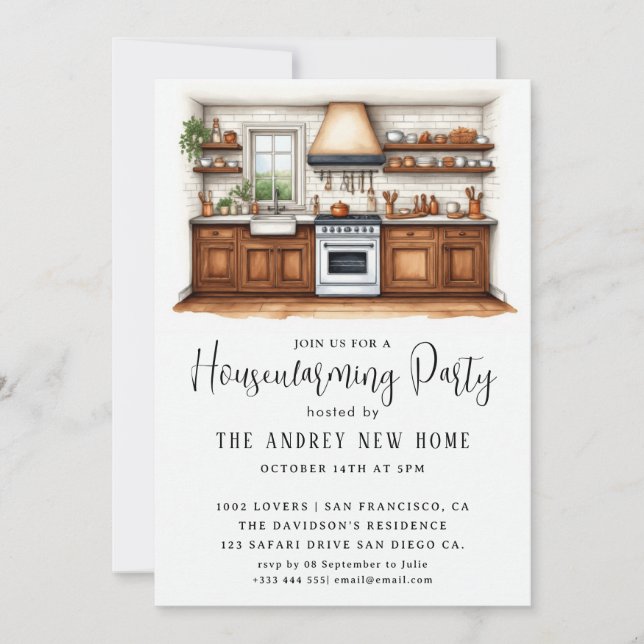 Invitation Aquarelle Country Kitchen (Devant)