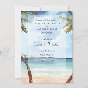 Invitation Aquarelle Cozumel Plage tropicale Mariage