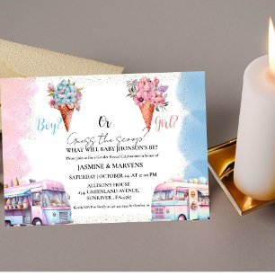 Invitation Aquarelle Crème glacée Devine le genre révéler