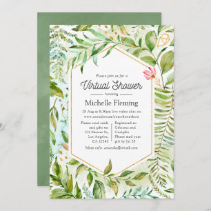 Invitation Aquarelle Cristal Verdure Douche virtuelle