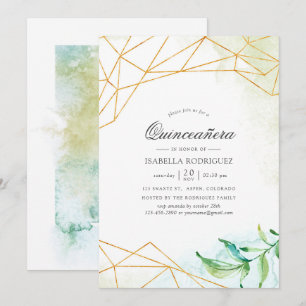 Invitation Aquarelle Crystal Quinceañera