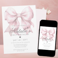 Aquarelle customisée Dusty Rose Bow 1er anniversai