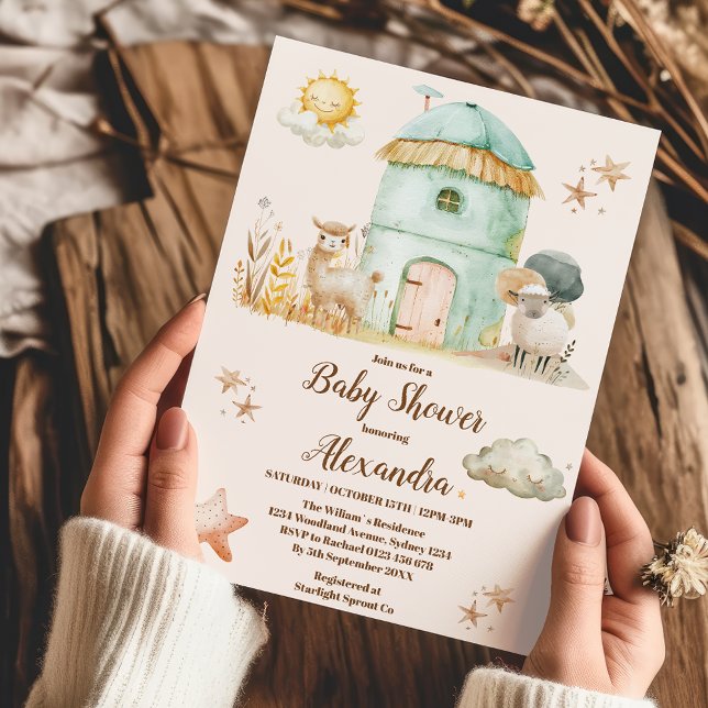 Invitation Aquarelle Cute Animaux de ferme Barnyard Baby show (Créateur téléchargé)