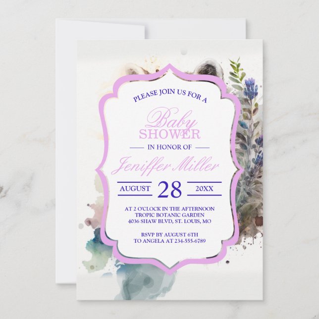 Invitation Aquarelle Cute Raccoon Fleurs de printemps (Devant)