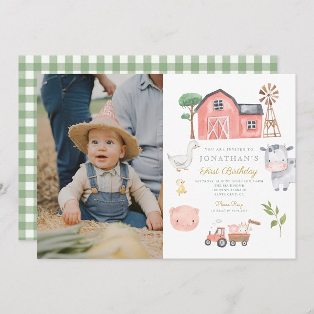 Invitation Aquarelle d'animal de ferme mignonne Anniversaire (Créateur téléchargé)