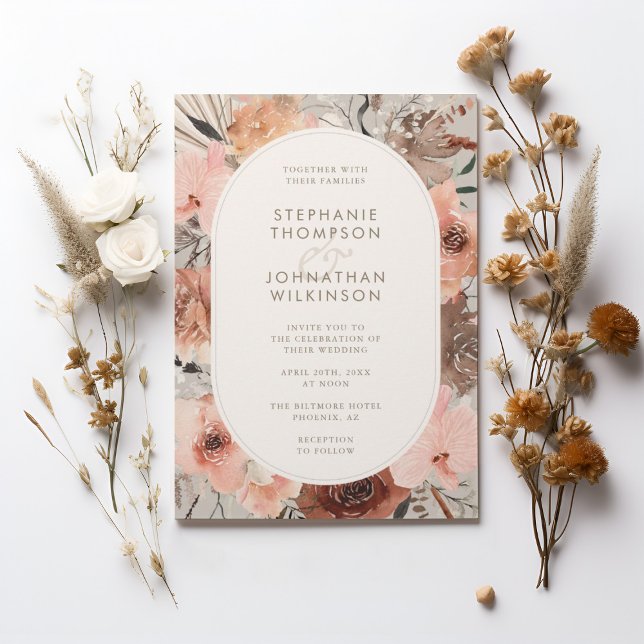 Invitation Aquarelle d'automne Boho Floral Mariage (Créateur téléchargé)