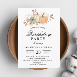 Invitation Aquarelle d'automne Citrouilles et fleurs