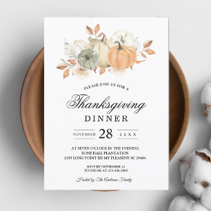 Invitation Aquarelle d'automne Citrouilles et fleurs