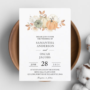 Invitation Aquarelle d'automne Citrouilles et fleurs