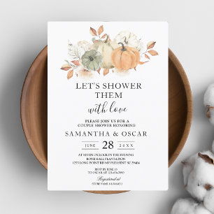 Invitation Aquarelle d'automne Citrouilles et fleurs