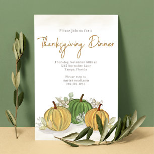 Invitation Aquarelle d'automne simple Citrouille Gourd