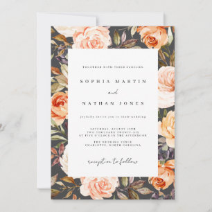 Invitation Aquarelle de automne Burange Gris orange Mariage f