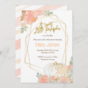 Invitation Aquarelle de baby shower rose et or