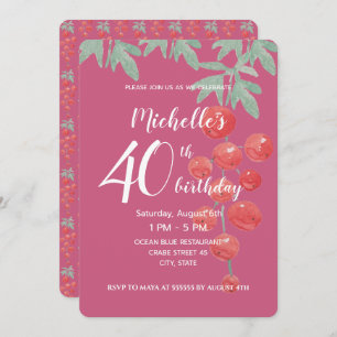 Invitation Aquarelle de baies de Currant Rouge peinte à la ma