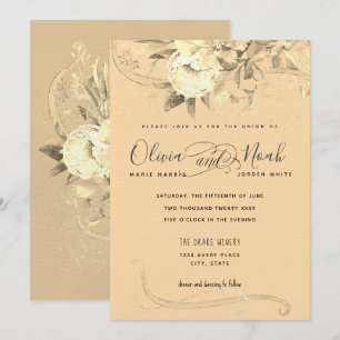 Invitation Aquarelle de calligraphie florale de l'heure d'or