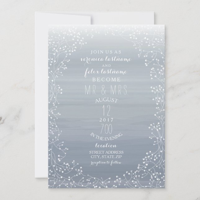 Invitation Aquarelle de Chambray Mariage de la respiration po (Devant)