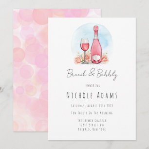 Invitation Aquarelle de champagne rose Brunch et mousseux