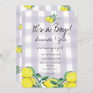 Invitation Aquarelle de citron rustique Citrus Baby shower de