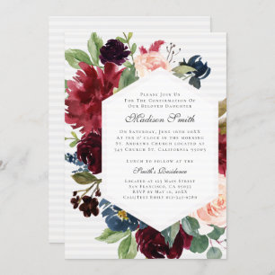 Invitation Aquarelle de confirmation Floral