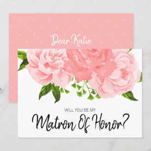 Invitation Aquarelle de corail Floral Be My Matron of Honor C