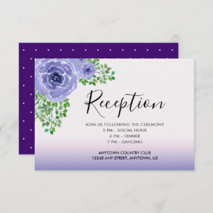 Invitation Aquarelle de fleurs violettes et réception verdoya