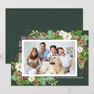 Invitation Aquarelle de forêt Noël Holly Jolly Floral