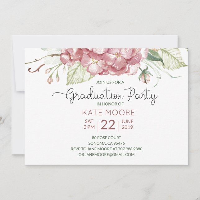 Invitation Aquarelle de la fête de graduation Floral (Devant)