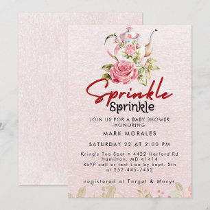 Invitation Aquarelle de la fête du thé rose pour bébé