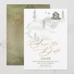 Invitation Aquarelle de la forêt de pins rustique Sauvez la d