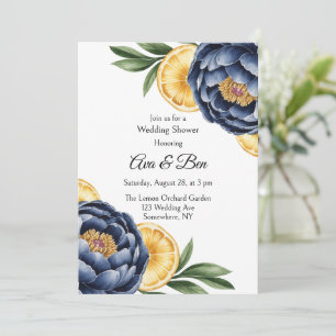 Invitation Aquarelle de la marine Peony Citrus Mariage floral
