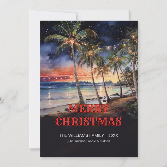 Invitation Aquarelle de la plage de Noël (Devant)