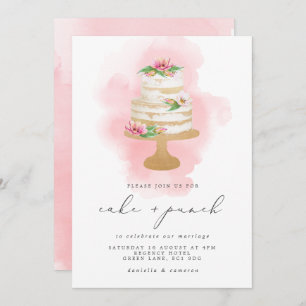 Invitation Aquarelle de la réception mariage Cake & Punch