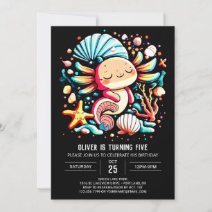Invitation Aquarelle de l'Axolotl Whimsical Célébration d'ann