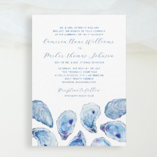 Invitation Aquarelle de l'huître bleue officielle Mariage tra