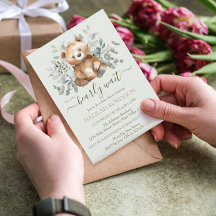 Aquarelle de l'ours en peluche Baby shower neutre 