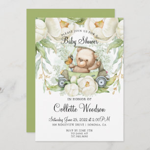 Invitation Aquarelle de l'ours en peluche mignonne Baby showe