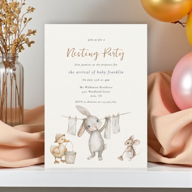 Invitation Aquarelle de nidification / baby shower Party (Créateur téléchargé)