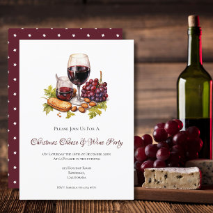 Invitation Aquarelle de Noël Fromage et fête du vin