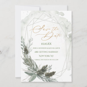 Invitation Aquarelle de pin rustique Enregistrer la date