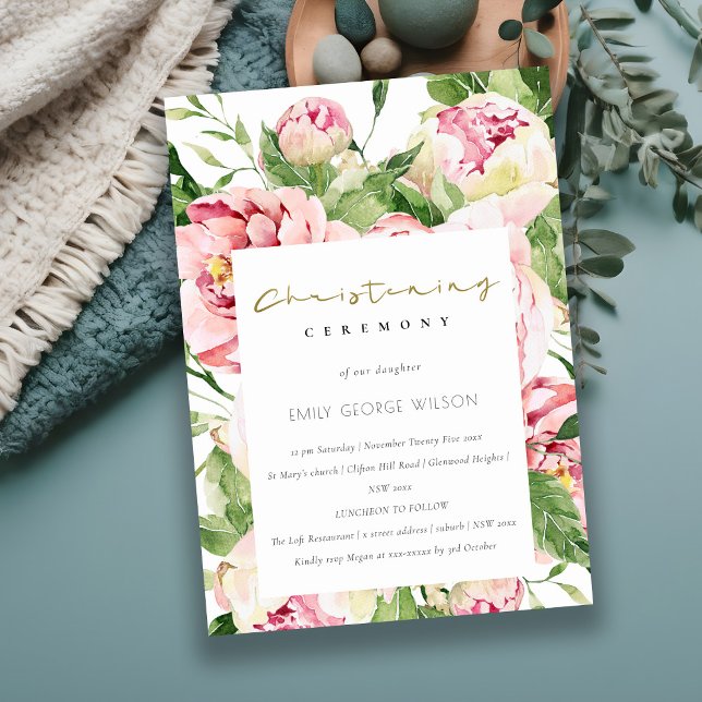 Invitation Aquarelle de pivoine florale douce (Créateur téléchargé)