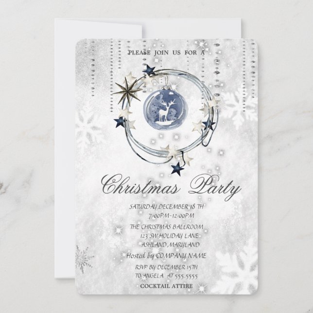 Invitation Aquarelle Décorations de Noël (Devant)