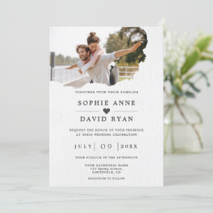 Invitation Aquarelle découpée photo papier tout en un Mariage