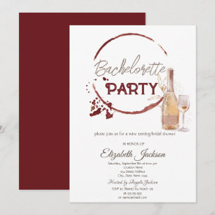Invitation Aquarelle Dégustation de vin rouge Bachelorette