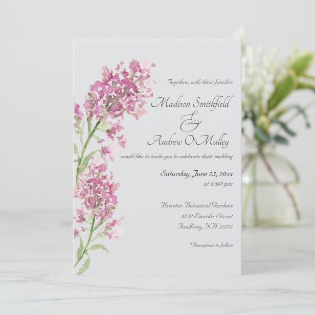 Invitation Aquarelle Delphinium Floral (Debout devant)