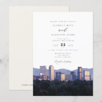 Aquarelle Denver Colorado City Skyline Mariage