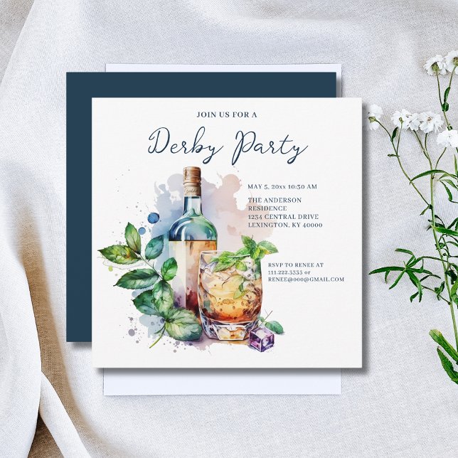 Invitation Aquarelle Derby Party (Créateur téléchargé)